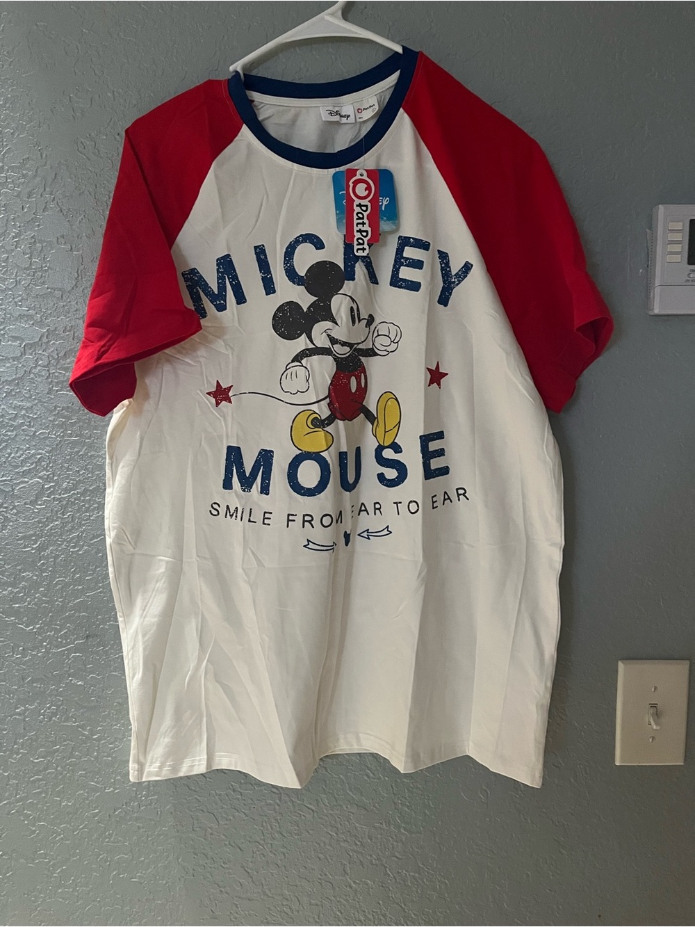 Disney Mickey Mouse Raglan Tee - White, Red & Blue